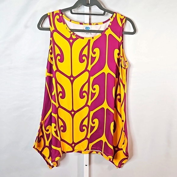 Hula Bay Tops - Hula Bay Purple & Yellow Top Size M
